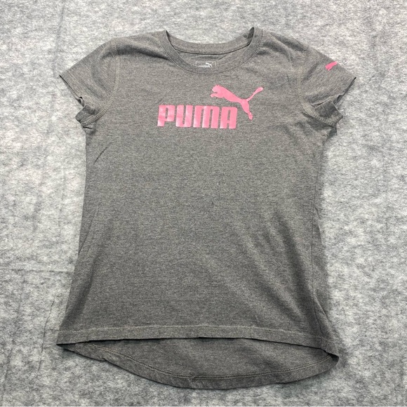 Puma Girls Gray/Pink Short Sleeve Crew Neck‎ Athletic T-Shirt Size XL(16) - Picture 1 of 6